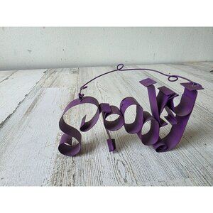 Vintage spooky metal ornament Halloween sign hanging‎ purple shabby chic